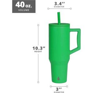 Elemental 40 oz Tumbler with Handle and Straw - Spill Proof Insulated Stainless